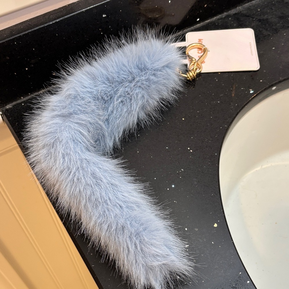 NWT Anthropologie Soft Blue Faux Fur Bag Charm